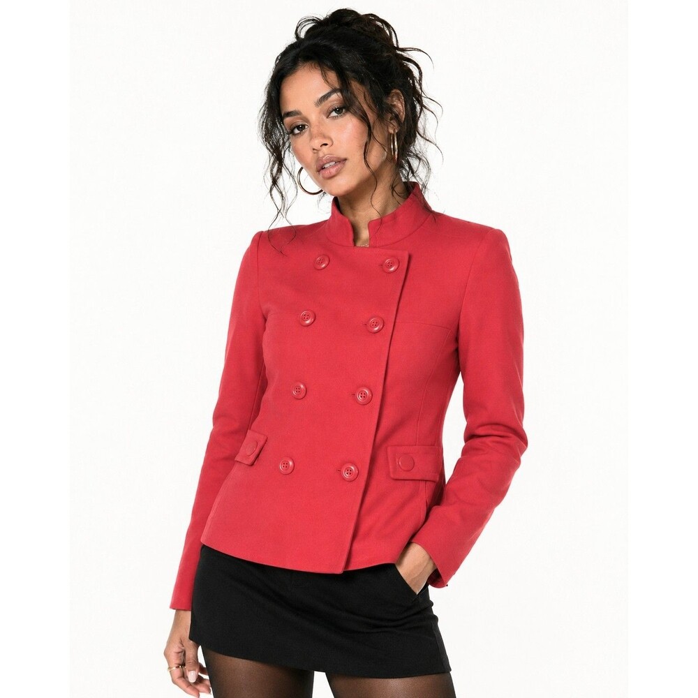 Rachel Roy Coral Pink Double Breasted Jacket Womens Size 6 Military Style Blazer